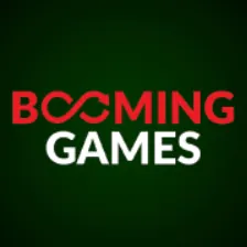 โลโก้ Booming Games ตัวอักษรสีแดงขาว